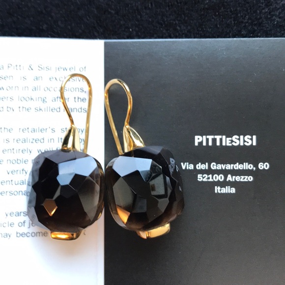 Italian Smoky Quartz drop Earrings gold plated